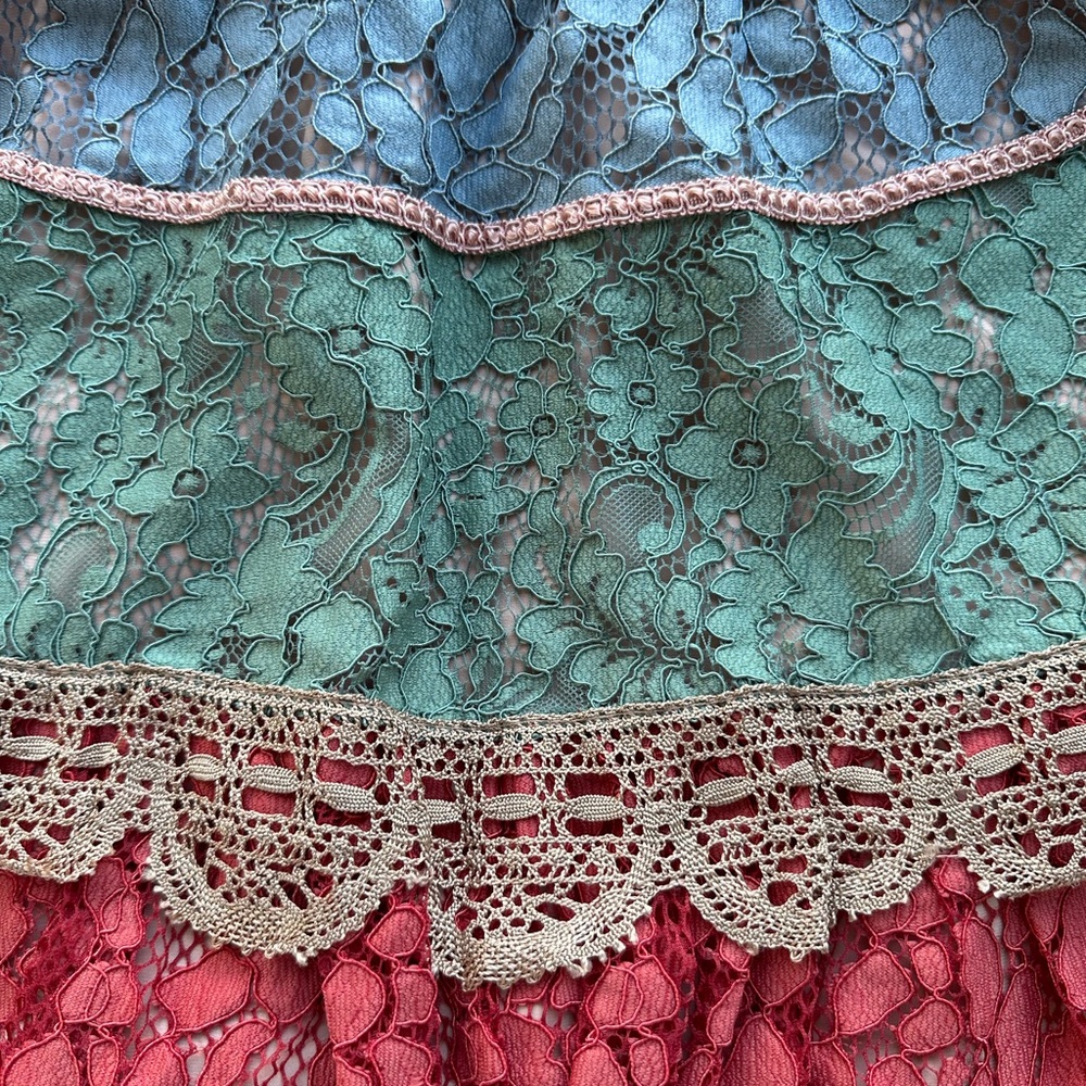Alexis Multi-Colored Lace Mixed-Media Flare Mini Skirt - Picture 8 of 10